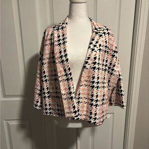 Sharon Young Pink and Black Houndstooth Blazer. NWT